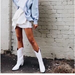 JEFFREY CAMPBELL Western Cowboy Boot White Leather Size 6